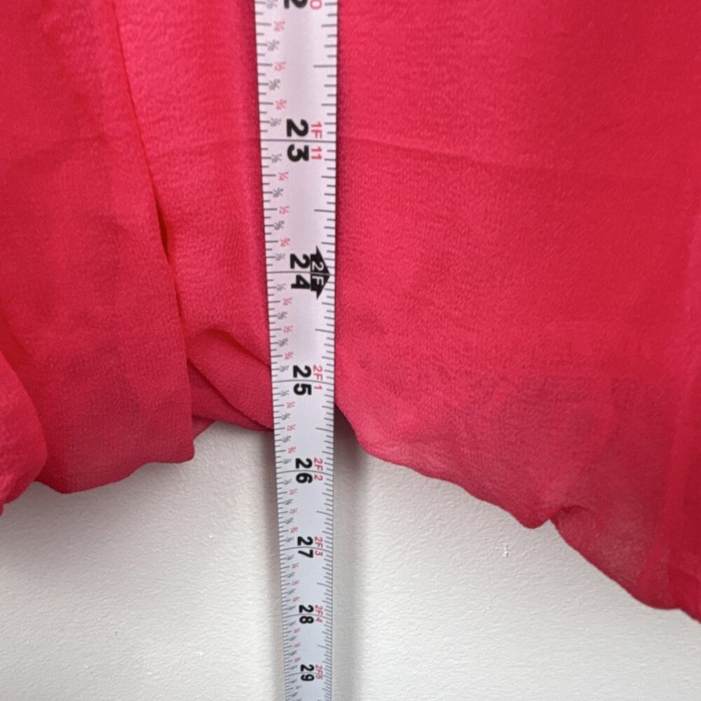 Marciano Pink Chiffon Bubble Babydoll Mini Sheer 100% silk Dress Sleeve Sz M NWT - Picture 5 of 6